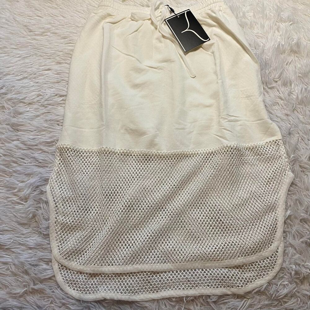 Dance & Marvel Women’s Elastic Waist Skirt Half Mesh Midi‎ Skirt White Small NEW